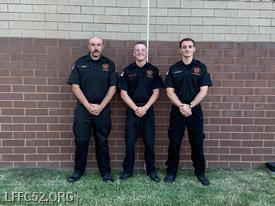 Pictured: Fire Chief Charles Jack, Firefighter Connor Sacks, Fire Captain Leigh Kelly 